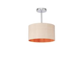 DK0084  Baymont 30cm Semi Flush 1 Light Polished Chrome, Antique Gold/Ruby